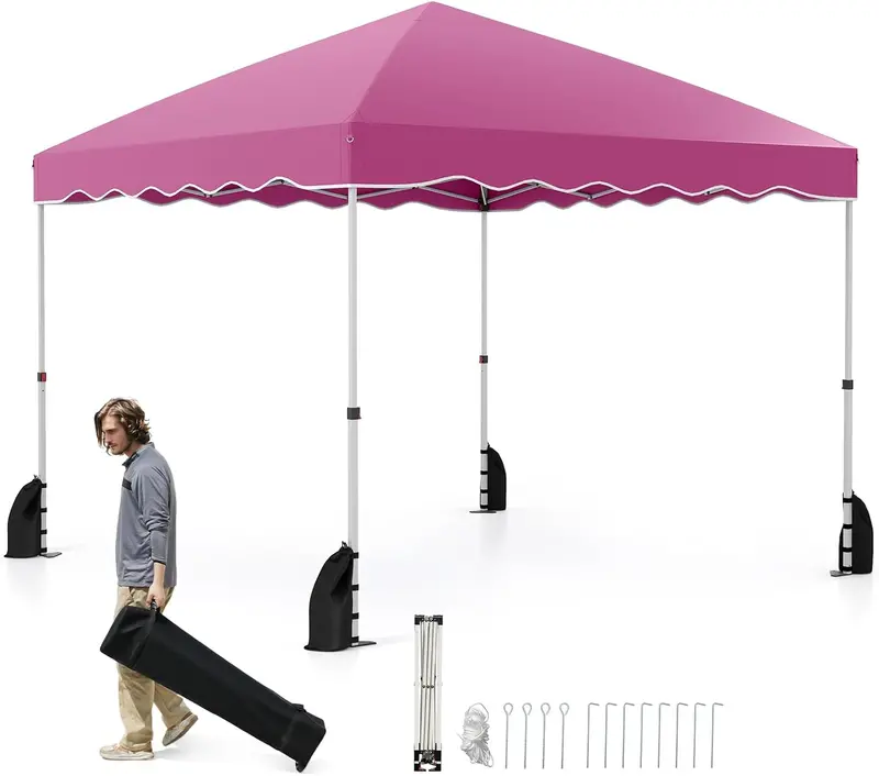 10' x 10' Instant-Setup Canopy Tent with Rolling Carry Bag for Easy Transport