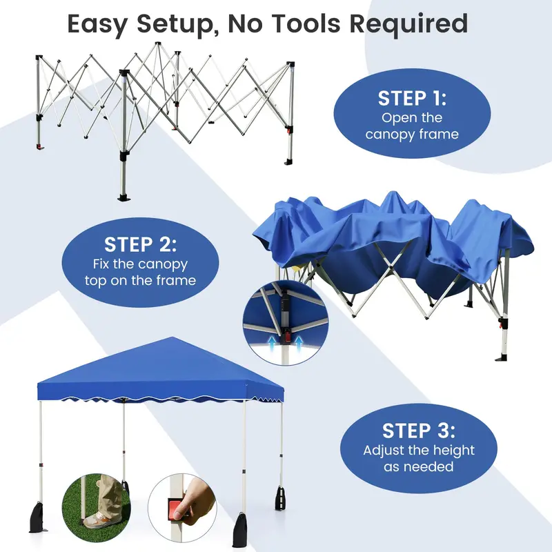 10' x 10' Instant-Setup Canopy Tent with Rolling Carry Bag for Easy Transport