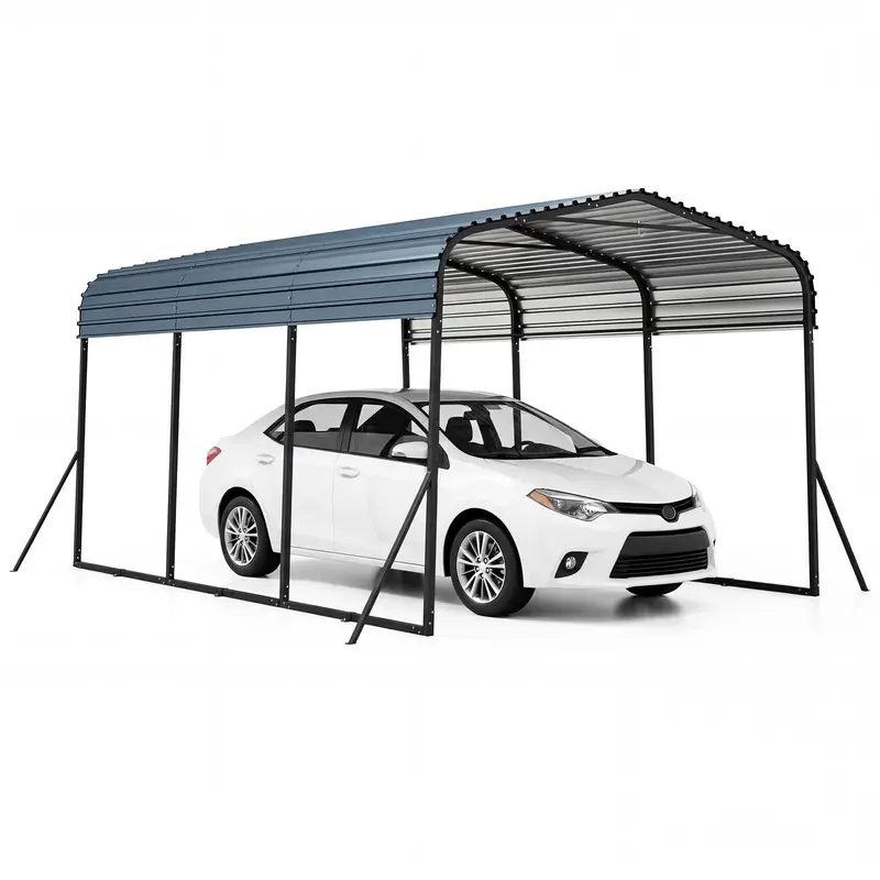 10' x 14.5' Heavy-Duty Galvanized Steel Carport Shelter for Outdoor Vehicle Protection 2