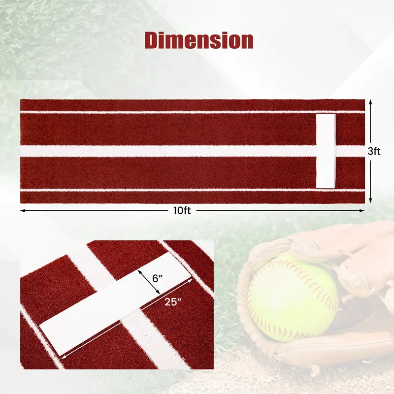 10' x 3' Indoor/Outdoor Softball Pitching Practice Mat