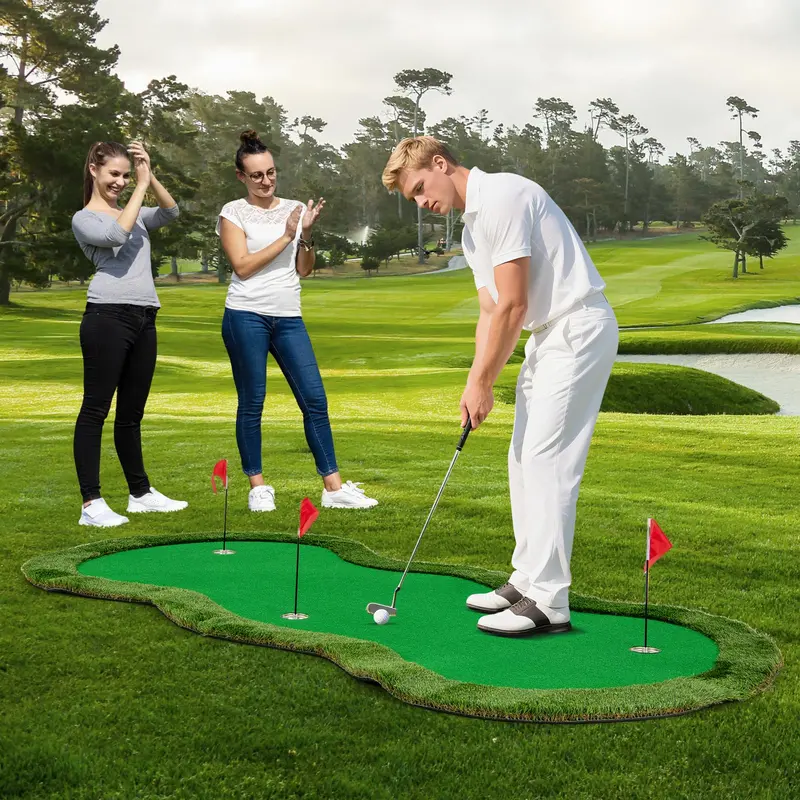 10' x 5' Backyard Golf Putting Green with 3 Holes & Flag Markers 2
