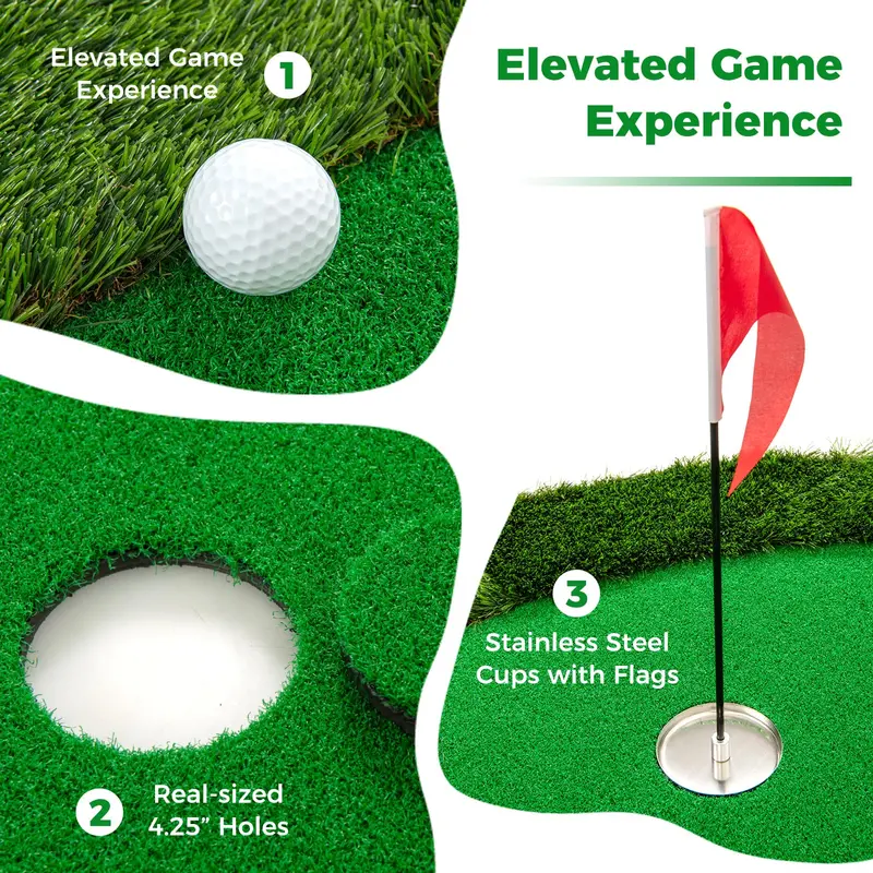 10' x 5' Backyard Golf Putting Green with 3 Holes & Flag Markers