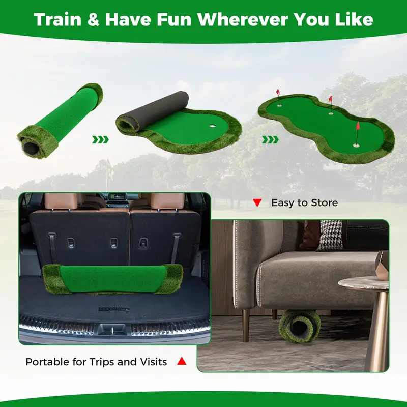 10' x 5' Backyard Golf Putting Green with 3 Holes & Flag Markers