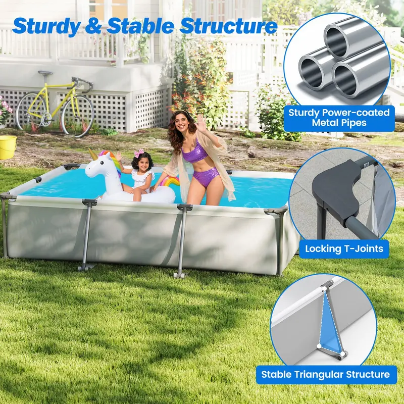 10' x 6.8' Rectangular Metal-Frame Above-Ground Swimming Pool