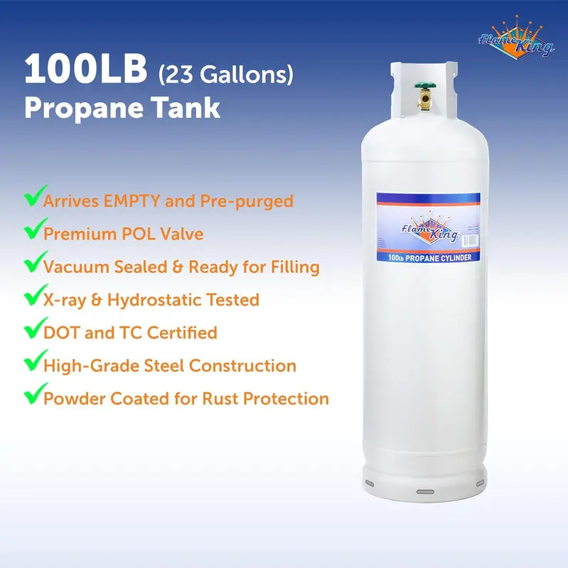 100-Lb Steel Propane Cylinder – POL Valve, Industrial-Grade, DOT-Certified for Residential & Commercial Use