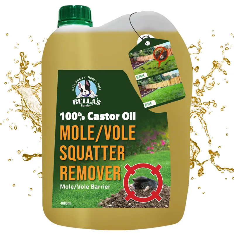 100% Pure Food-Grade Castor Oil – Natural, Pet-Safe Mole & Vole Repellent (1 Gallon)