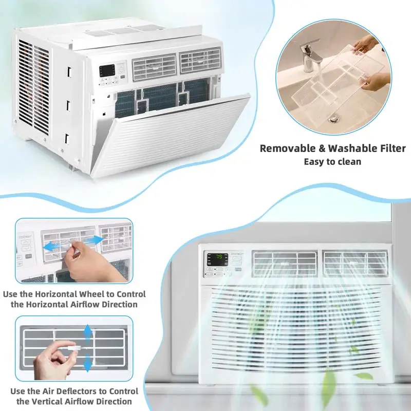 10,000 BTU Energy Star Window Air Conditioner – Quiet 3-in-1 Unit with Remote, Eco Mode & Dehumidifier
