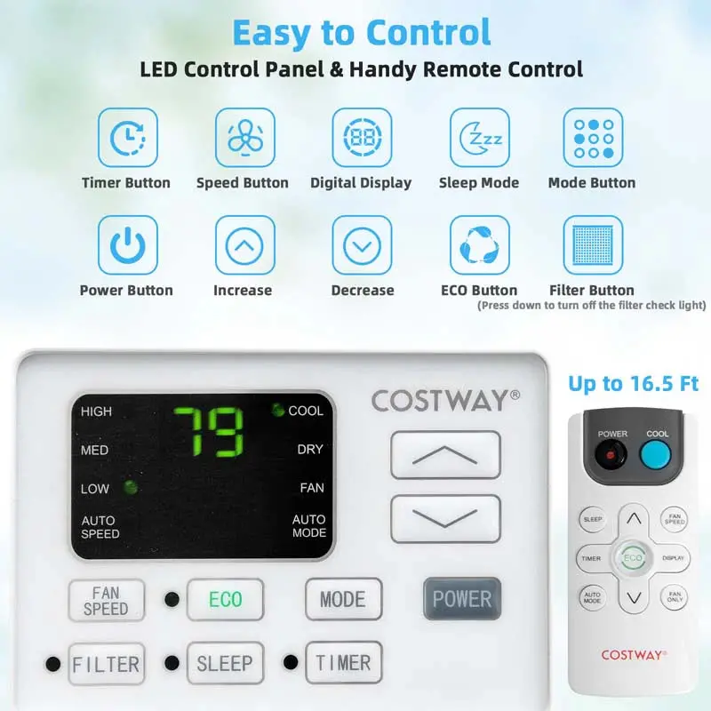 10,000 BTU Energy Star Window Air Conditioner – Quiet 3-in-1 Unit with Remote, Eco Mode & Dehumidifier