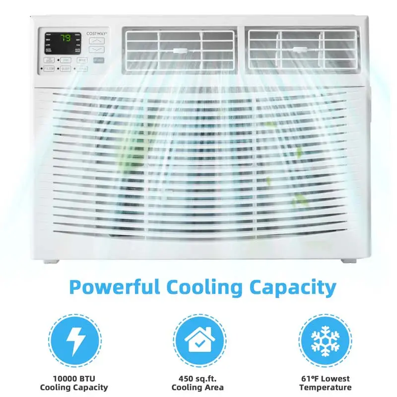 10,000 BTU Energy Star Window Air Conditioner – Quiet 3-in-1 Unit with Remote, Eco Mode & Dehumidifier
