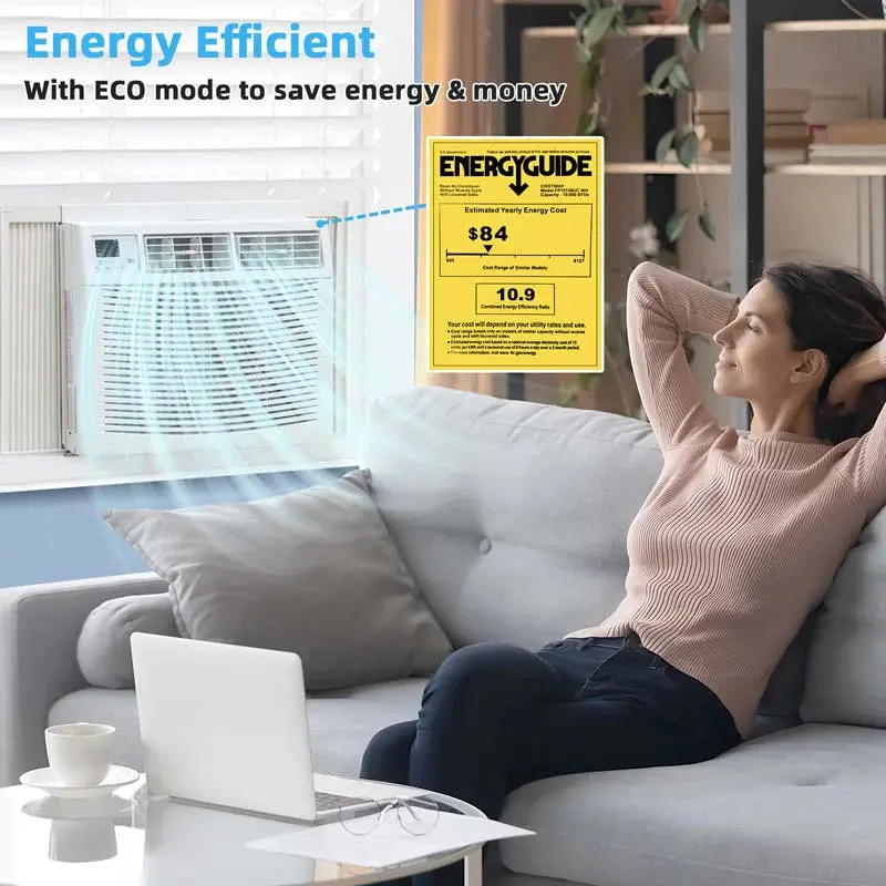 10,000 BTU Energy Star Window Air Conditioner – Quiet 3-in-1 Unit with Remote, Eco Mode & Dehumidifier