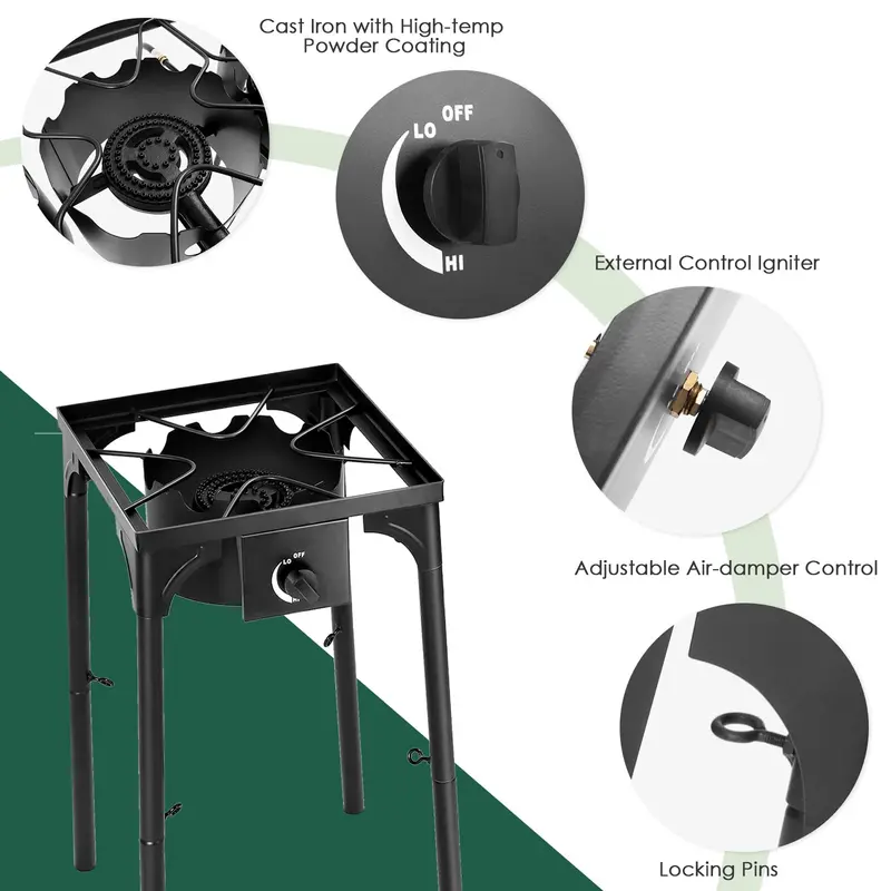 100,000 BTU Outdoor Propane Camp Stove – High-Pressure Gas Cooking Station