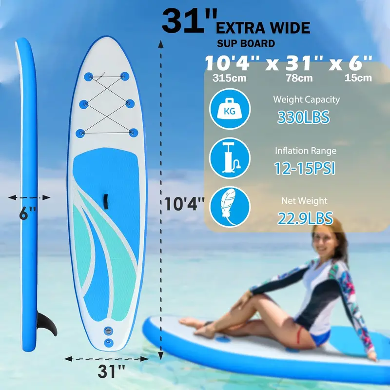 10'4" Ultra-Light Inflatable SUP Board for Adults – Stable, Portable & Beginner-Friendly 2