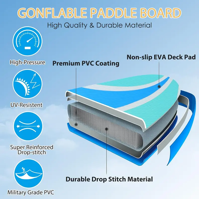 10'4" Ultra-Light Inflatable SUP Board for Adults – Stable, Portable & Beginner-Friendly