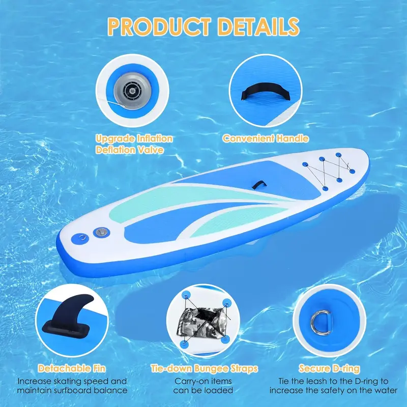 10'4" Ultra-Light Inflatable SUP Board for Adults – Stable, Portable & Beginner-Friendly