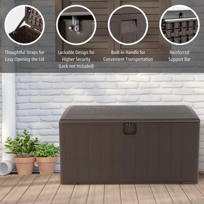 105-Gallon Lockable Deck Storage Box for Patio Cushions and Furniture