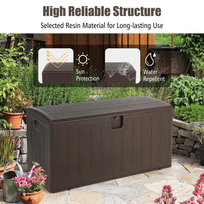 105-Gallon Lockable Deck Storage Box for Patio Cushions and Furniture