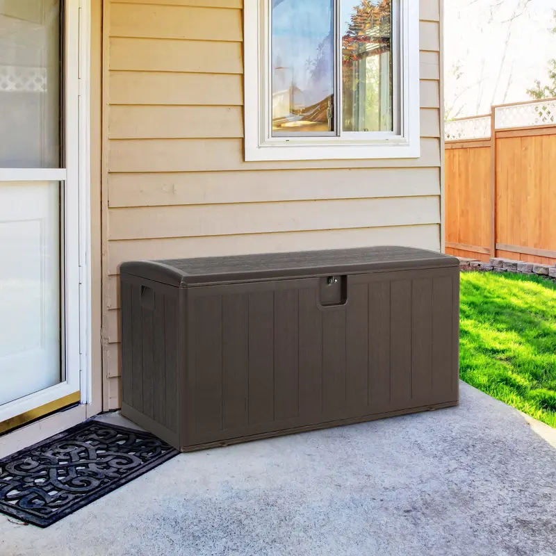 105-Gallon Lockable Deck Storage Box for Patio Cushions and Furniture