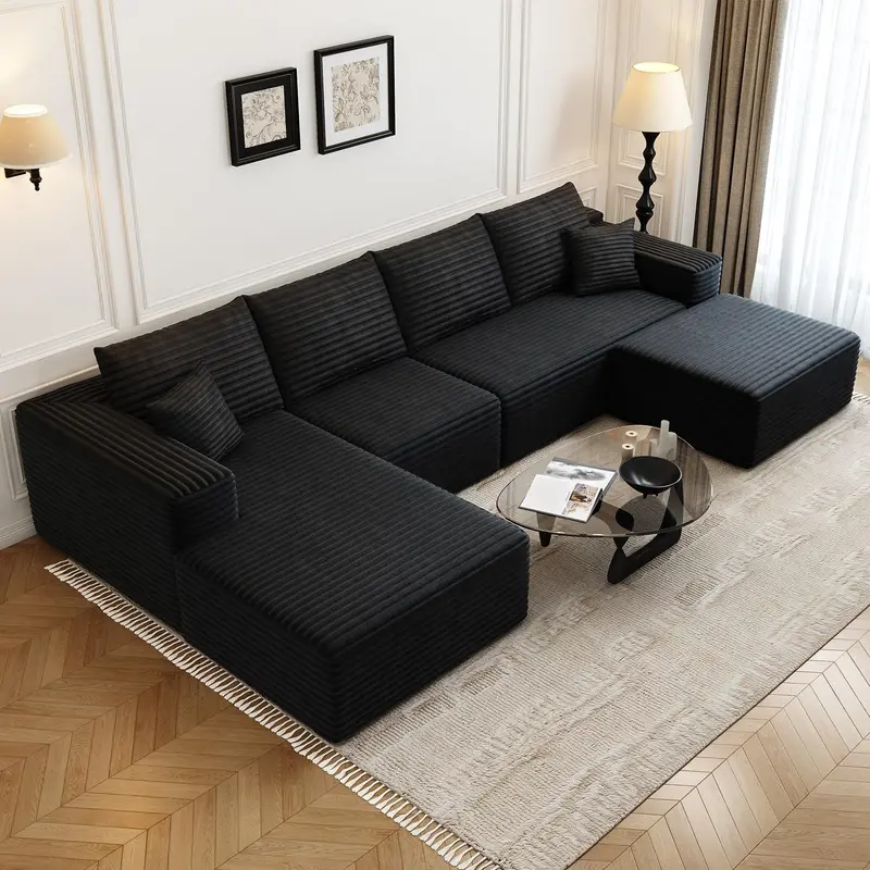 107.5-Inch Modular L-Shaped Cloud Sectional Sofa – Modern Deep-Seating Corner Lounge 1