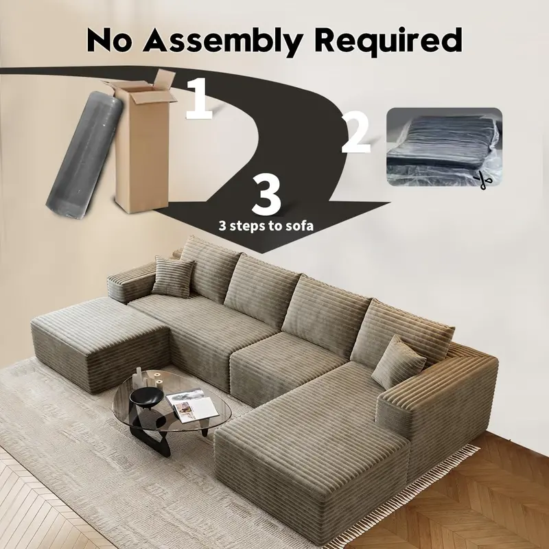107.5-Inch Modular L-Shaped Cloud Sectional Sofa – Modern Deep-Seating Corner Lounge