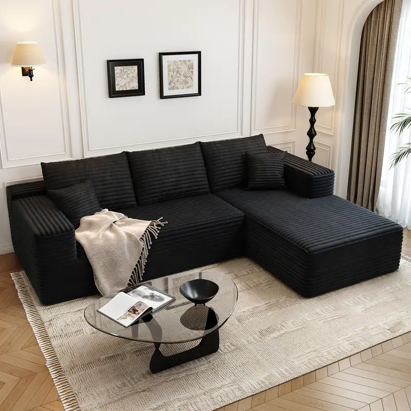 107.5-Inch Modular L-Shaped Cloud Sectional Sofa – Modern Deep-Seating Corner Lounge
