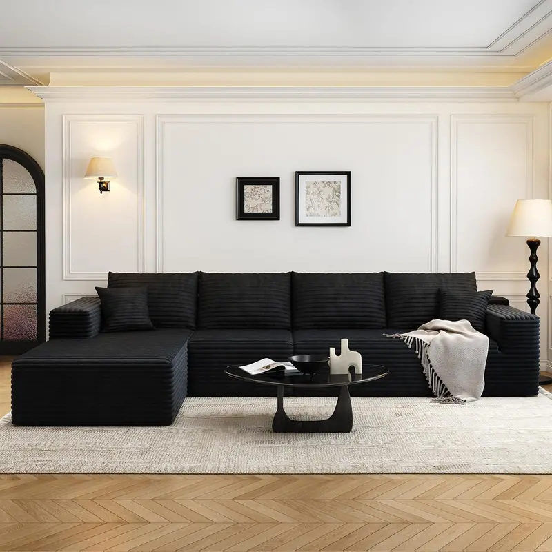 107.5-Inch Modular L-Shaped Cloud Sectional Sofa – Modern Deep-Seating Corner Lounge