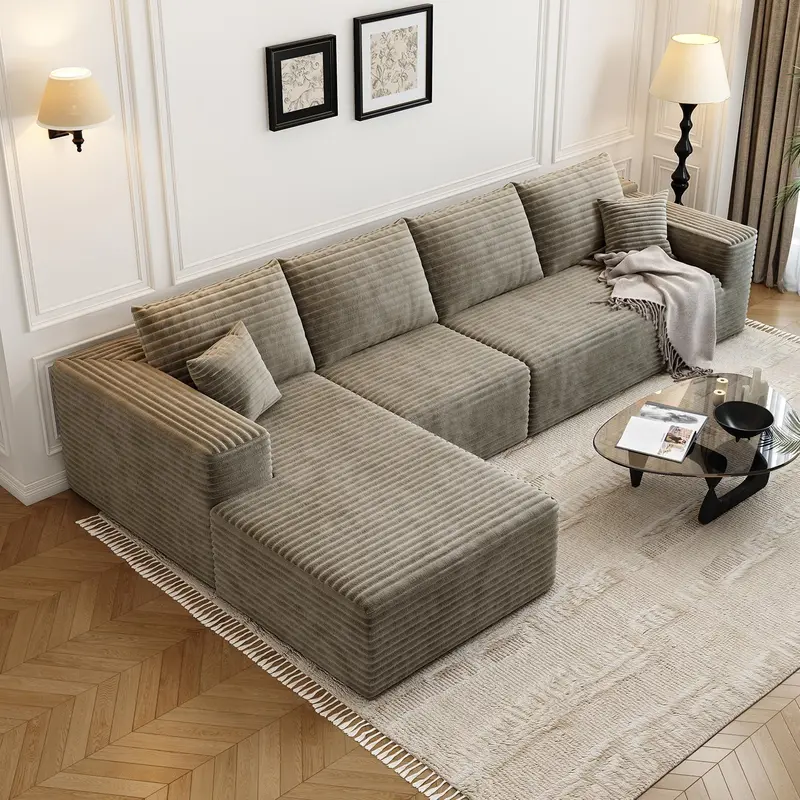 107.5-Inch Modular L-Shaped Cloud Sectional Sofa – Modern Deep-Seating Corner Lounge