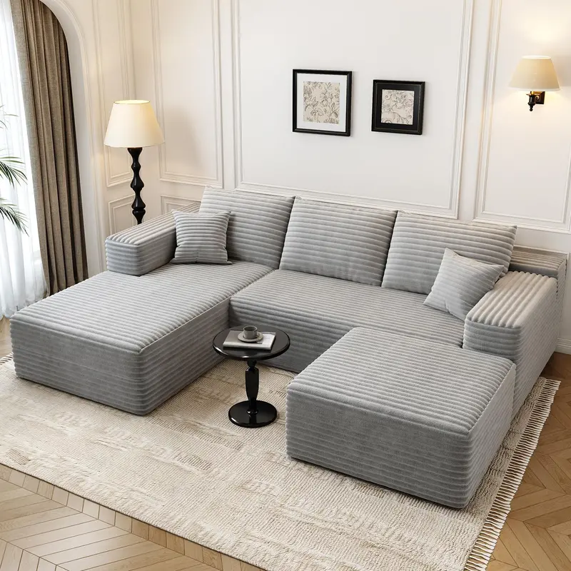 107.5-Inch Modular L-Shaped Cloud Sectional Sofa – Modern Deep-Seating Corner Lounge