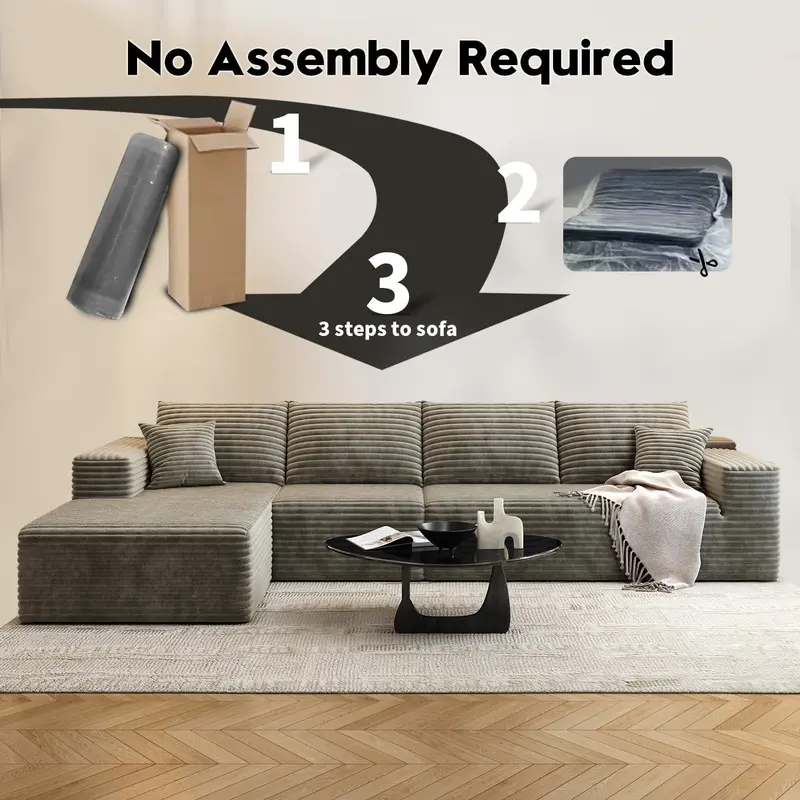 107.5-Inch Modular L-Shaped Cloud Sectional Sofa – Modern Deep-Seating Corner Lounge