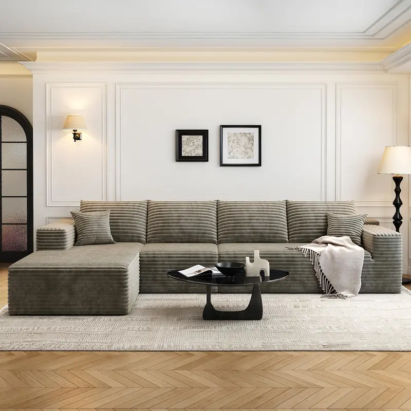 107.5-Inch Modular L-Shaped Cloud Sectional Sofa – Modern Deep-Seating Corner Lounge