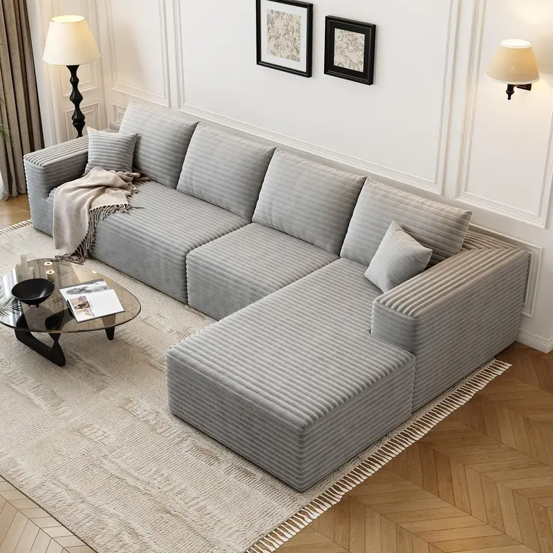 107.5-Inch Modular L-Shaped Cloud Sectional Sofa – Modern Deep-Seating Corner Lounge