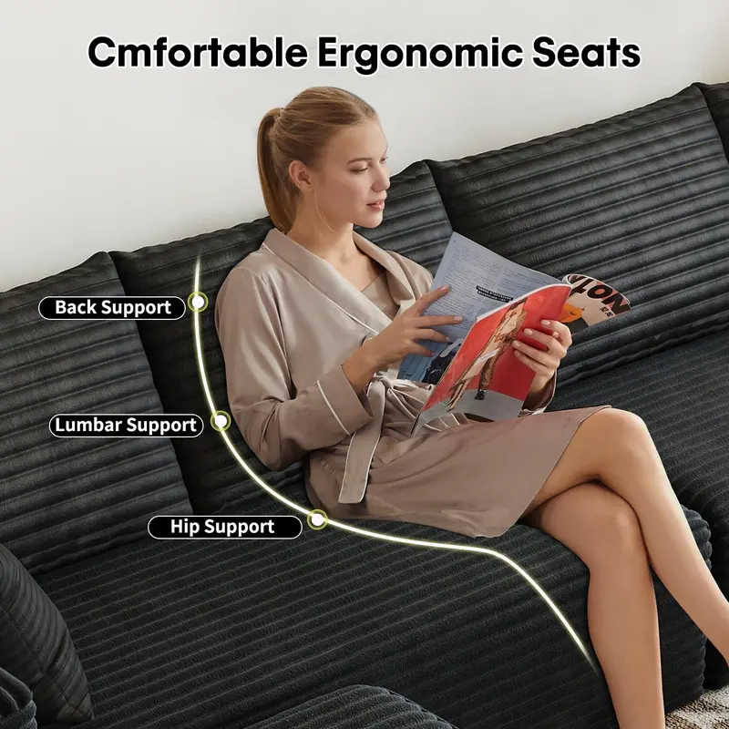 107.5-Inch Modular L-Shaped Cloud Sectional Sofa – Modern Deep-Seating Corner Lounge