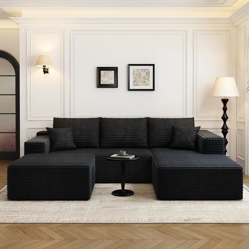 107.5-Inch Modular L-Shaped Cloud Sectional Sofa – Modern Deep-Seating Corner Lounge