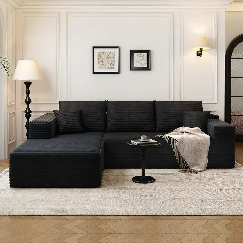 107.5-Inch Modular L-Shaped Cloud Sectional Sofa – Modern Deep-Seating Corner Lounge
