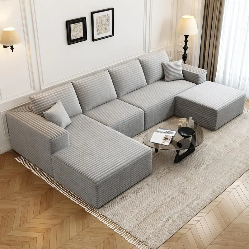 107.5-Inch Modular L-Shaped Cloud Sectional Sofa – Modern Deep-Seating Corner Lounge