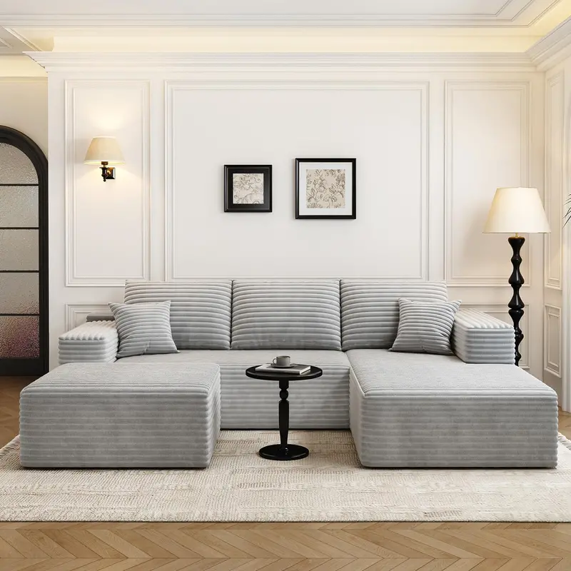 107.5-Inch Modular L-Shaped Cloud Sectional Sofa – Modern Deep-Seating Corner Lounge