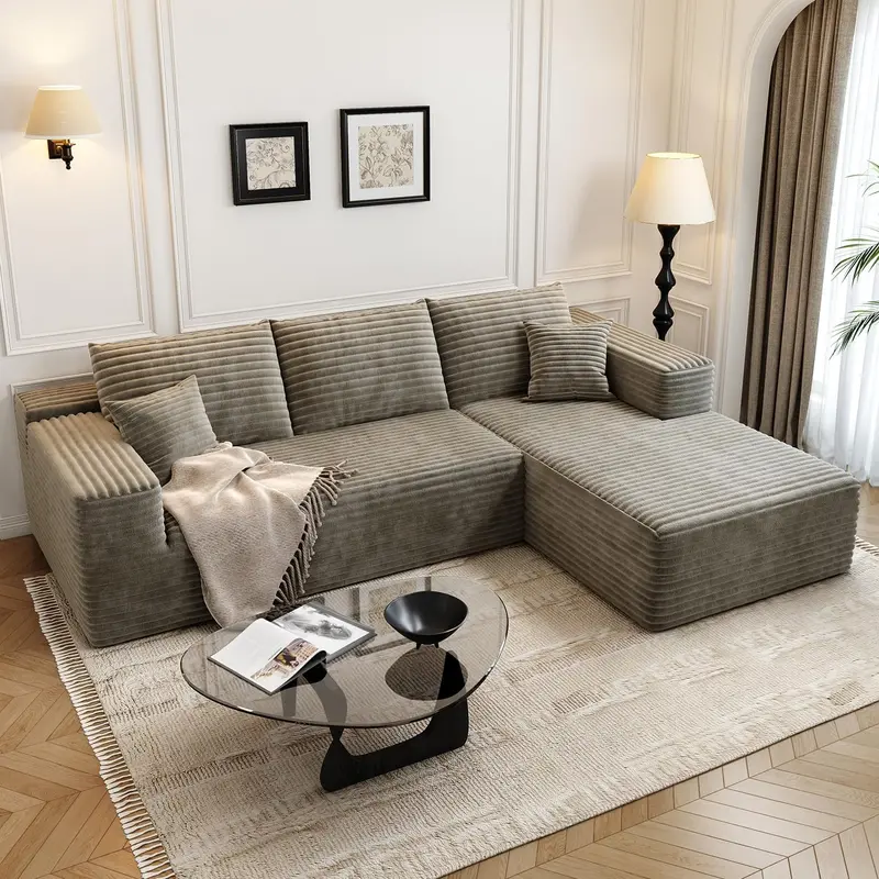 107.5-Inch Modular L-Shaped Cloud Sectional Sofa – Modern Deep-Seating Corner Lounge