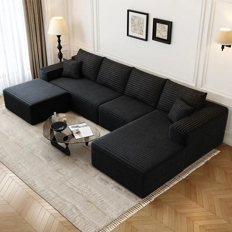 107.5-Inch Modular L-Shaped Cloud Sectional Sofa – Modern Deep-Seating Corner Lounge