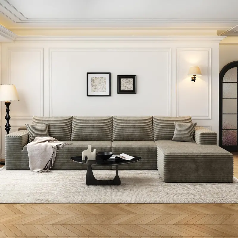 107.5-Inch Modular L-Shaped Cloud Sectional Sofa – Modern Deep-Seating Corner Lounge