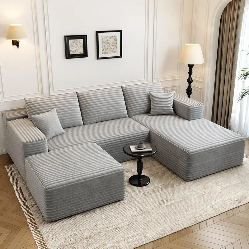 107.5-Inch Modular L-Shaped Cloud Sectional Sofa – Modern Deep-Seating Corner Lounge