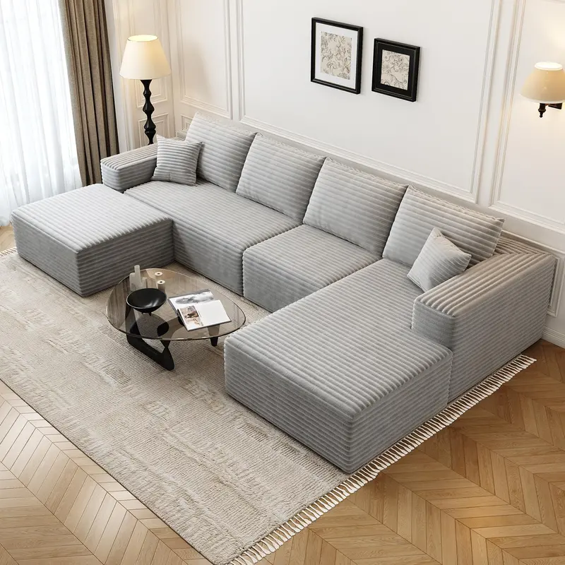 107.5-Inch Modular L-Shaped Cloud Sectional Sofa – Modern Deep-Seating Corner Lounge