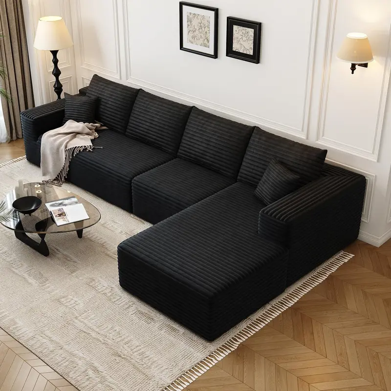 107.5-Inch Modular L-Shaped Cloud Sectional Sofa – Modern Deep-Seating Corner Lounge