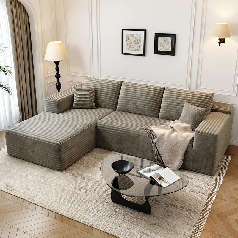 107.5-Inch Modular L-Shaped Cloud Sectional Sofa – Modern Deep-Seating Corner Lounge