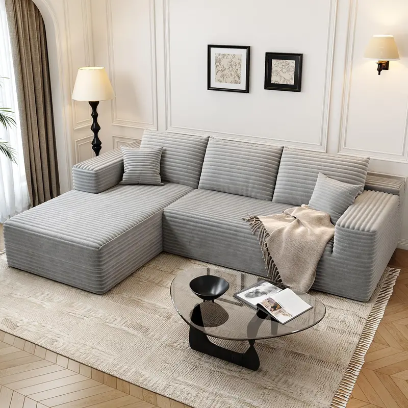 107.5-Inch Modular L-Shaped Cloud Sectional Sofa – Modern Deep-Seating Corner Lounge