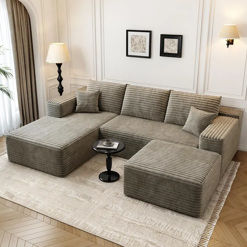 107.5-Inch Modular L-Shaped Cloud Sectional Sofa – Modern Deep-Seating Corner Lounge