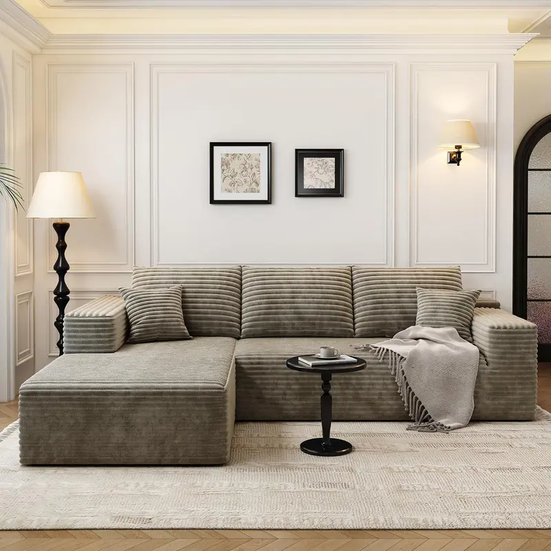 107.5-Inch Modular L-Shaped Cloud Sectional Sofa – Modern Deep-Seating Corner Lounge