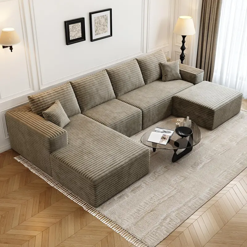 107.5-Inch Modular L-Shaped Cloud Sectional Sofa – Modern Deep-Seating Corner Lounge