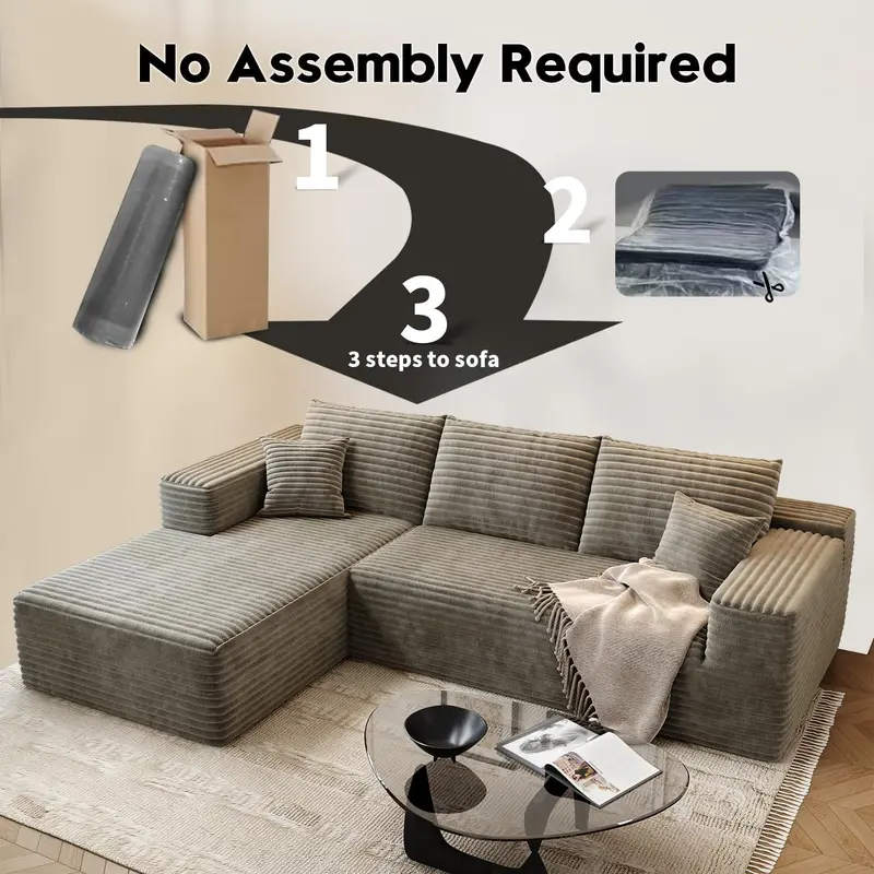 107.5-Inch Modular L-Shaped Cloud Sectional Sofa – Modern Deep-Seating Corner Lounge