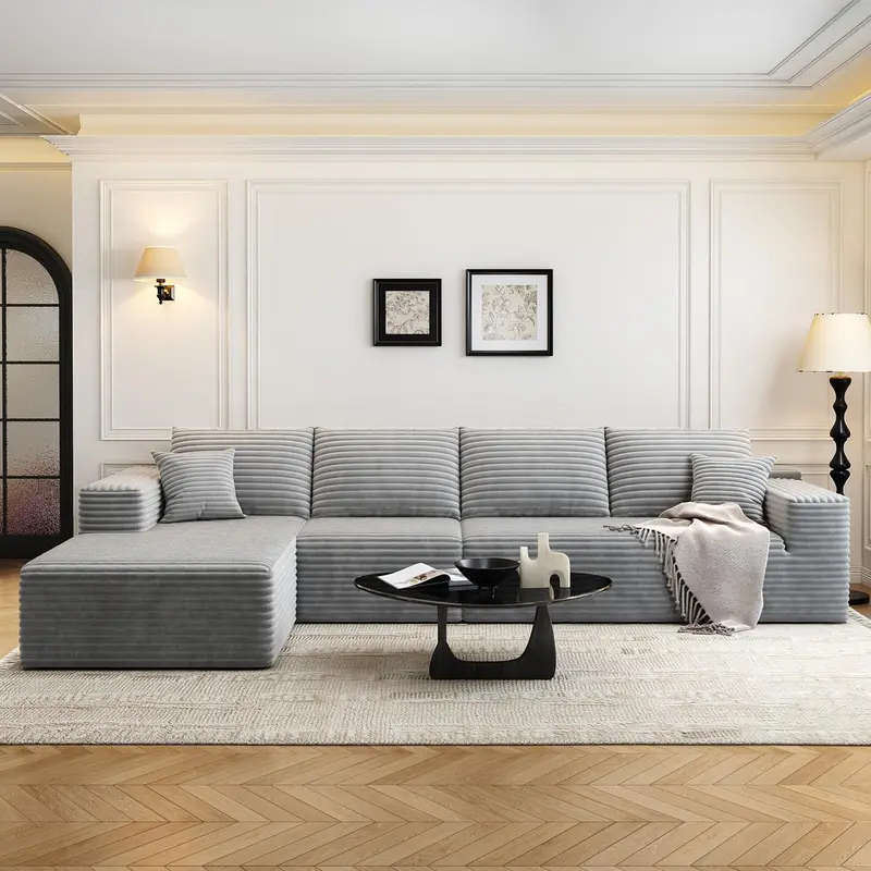 107.5-Inch Modular L-Shaped Cloud Sectional Sofa – Modern Deep-Seating Corner Lounge