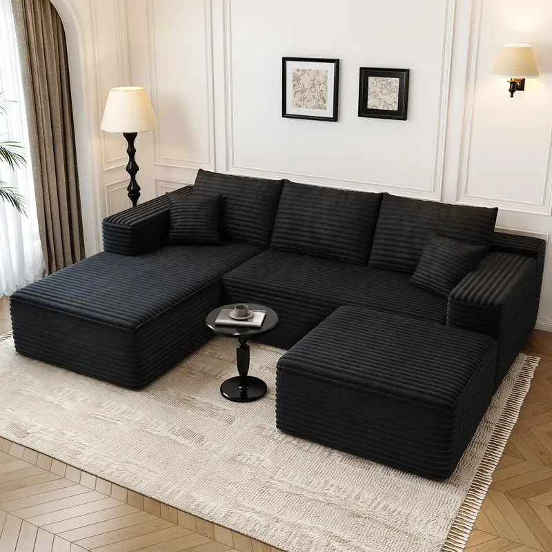 107.5-Inch Modular L-Shaped Cloud Sectional Sofa – Modern Deep-Seating Corner Lounge
