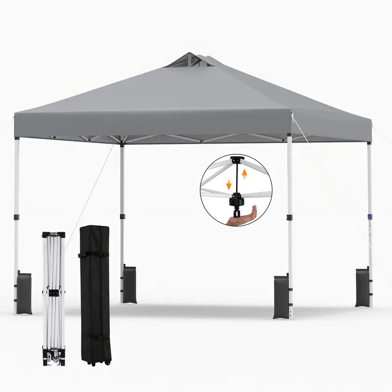 10x10-Foot Pop-Up Canopy Tent with One-Touch Setup, Sandbags & Convenient Roller Bag